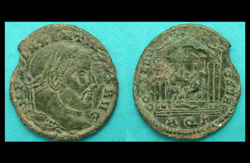 Maxentius, Follis, Temple of Roma Reverse